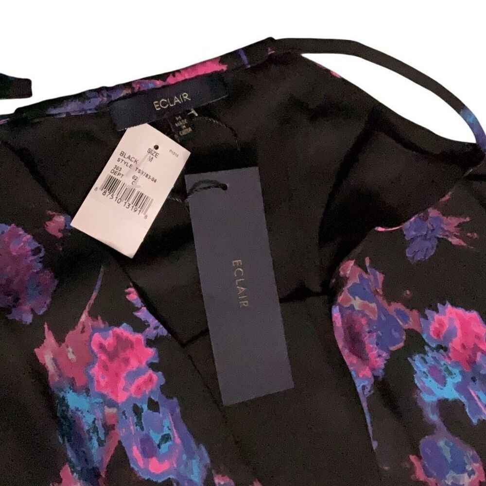 Eclair Black Purple Floral Layered Racer Back Style Tank Top NWT Size Medium - Picture 4 of 4
